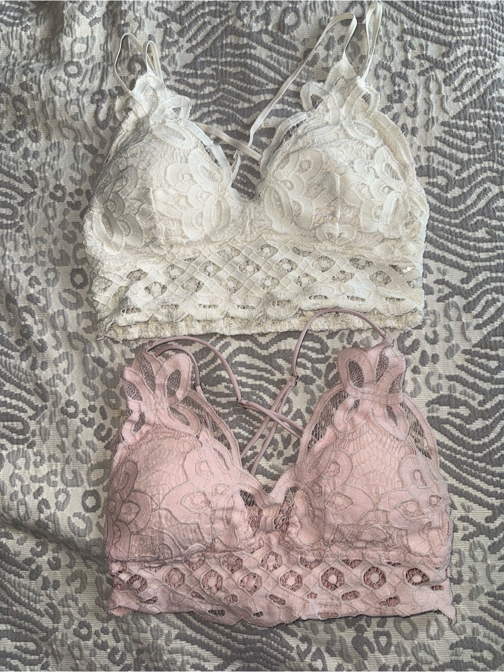 Lace Bralettes — Ivory and Blush